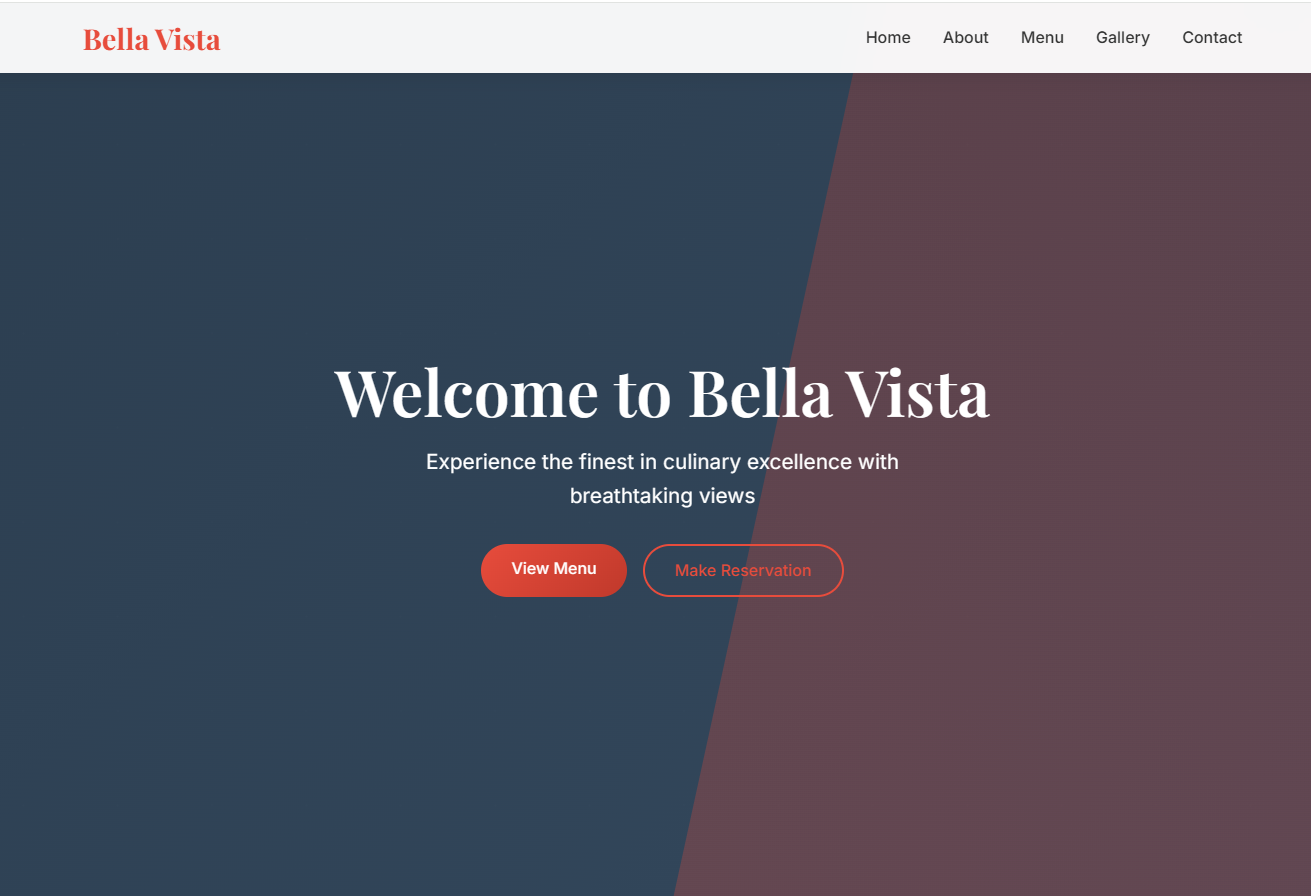 Bella Vista Restaurant Website